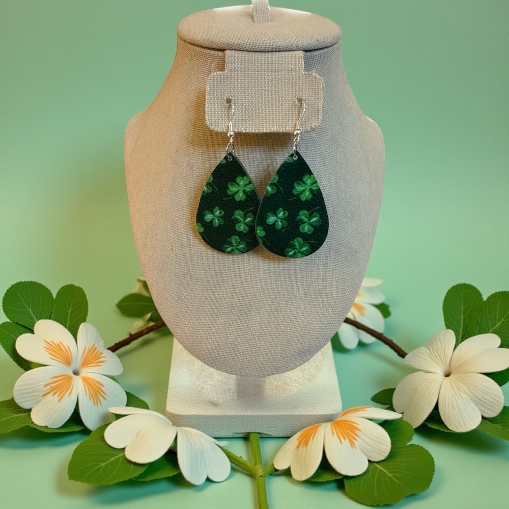 Acrylic Shamrock Earrings | Teardrop St. Patrick’s Day Earrings
